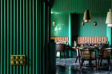 Дизайн Elgin Cafe ресторана из зеленого гранита в Индии